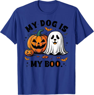 My Dog Is My Boo Spooky Season Ghost Halloween Groovy T-Shirt - T-Shirt | Royal