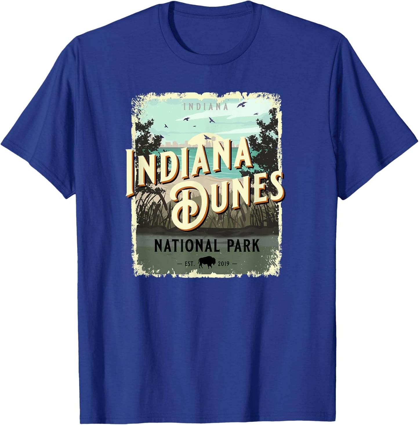 Indiana Dunes National Park Vintage Travel Poster Style T-Shirt - T-Shirt | Royal
