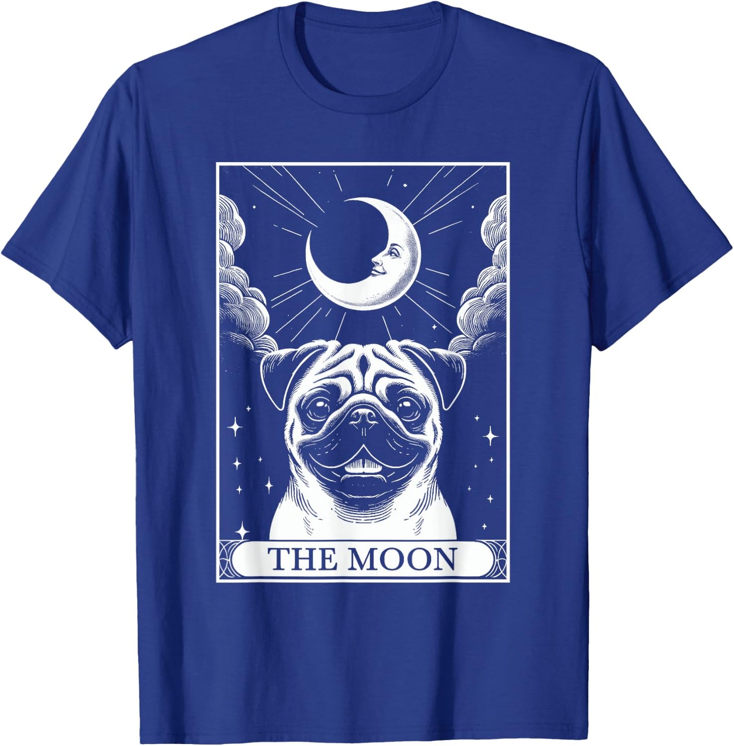 Tarot Card Vintage Crescent Moon Pug Mom Dog Lovers Men Women Kids T-Shirt - T-Shirt | Royal