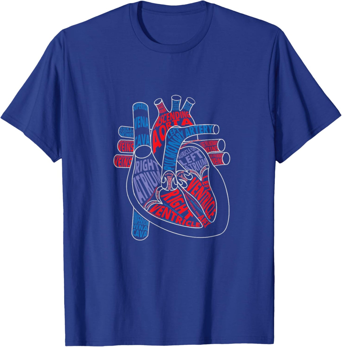 Parts of Heart Anatomical Heart Gift Cardiologist T-Shirt - T-Shirt | Royal