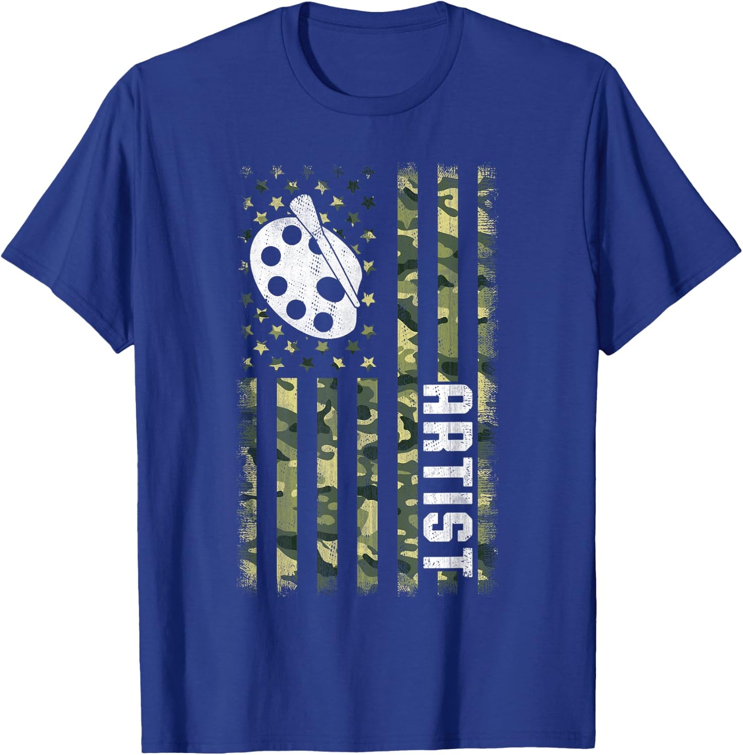 Camo American Flag USA Camouflage Patriotic Artist T-Shirt - T-Shirt | Royal