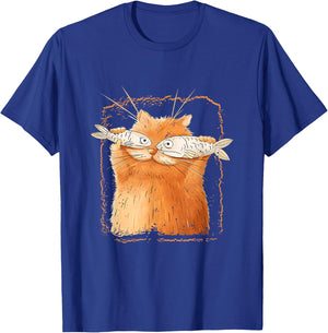 Cat With Fisheyes Kitten Funny Parody Cat Lover Cartoon T-Shirt - T-Shirt | Royal