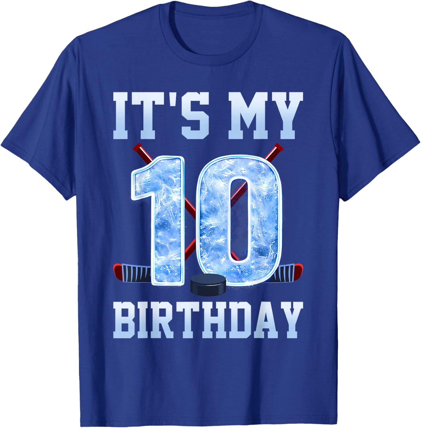It's My 10th Birthday Ice Hockey 10 Years Bday Boy Kids T-Shirt - T-Shirt | Royal