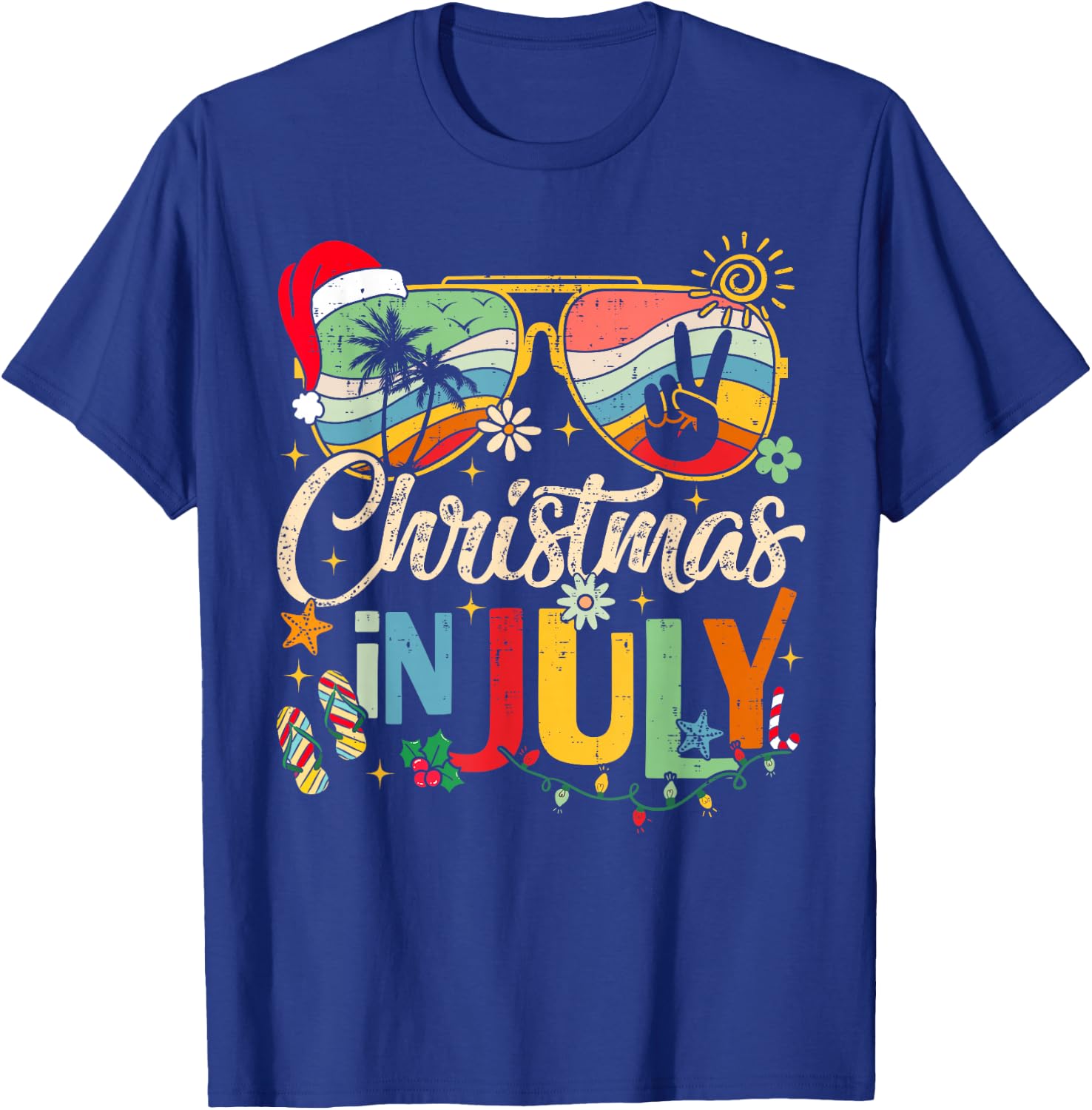 Sunglasses Santa Claus Beach Christmas in July Men Women Kid T-Shirt - T-Shirt | Royal