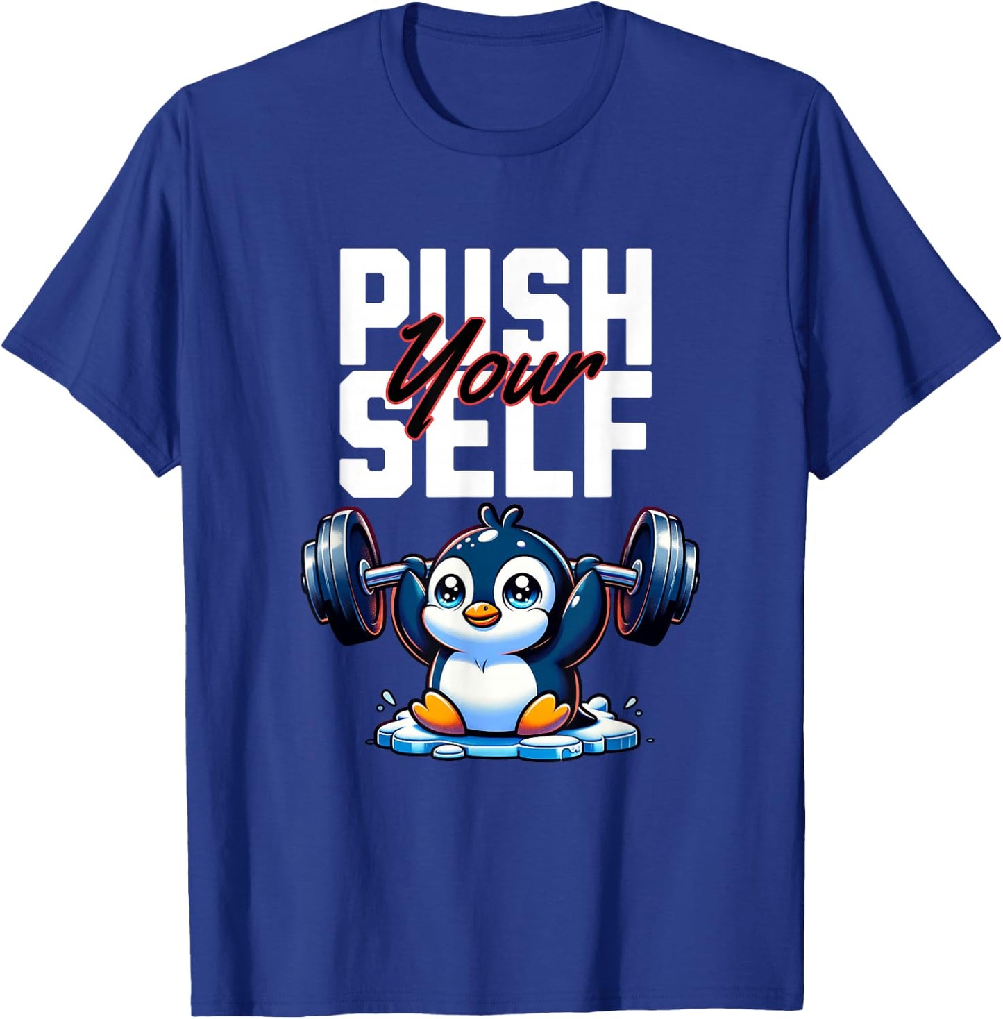 Funny Penguin Fitness Zoo Weightlifting- Penguin Lovers T-Shirt - T-Shirt | Royal