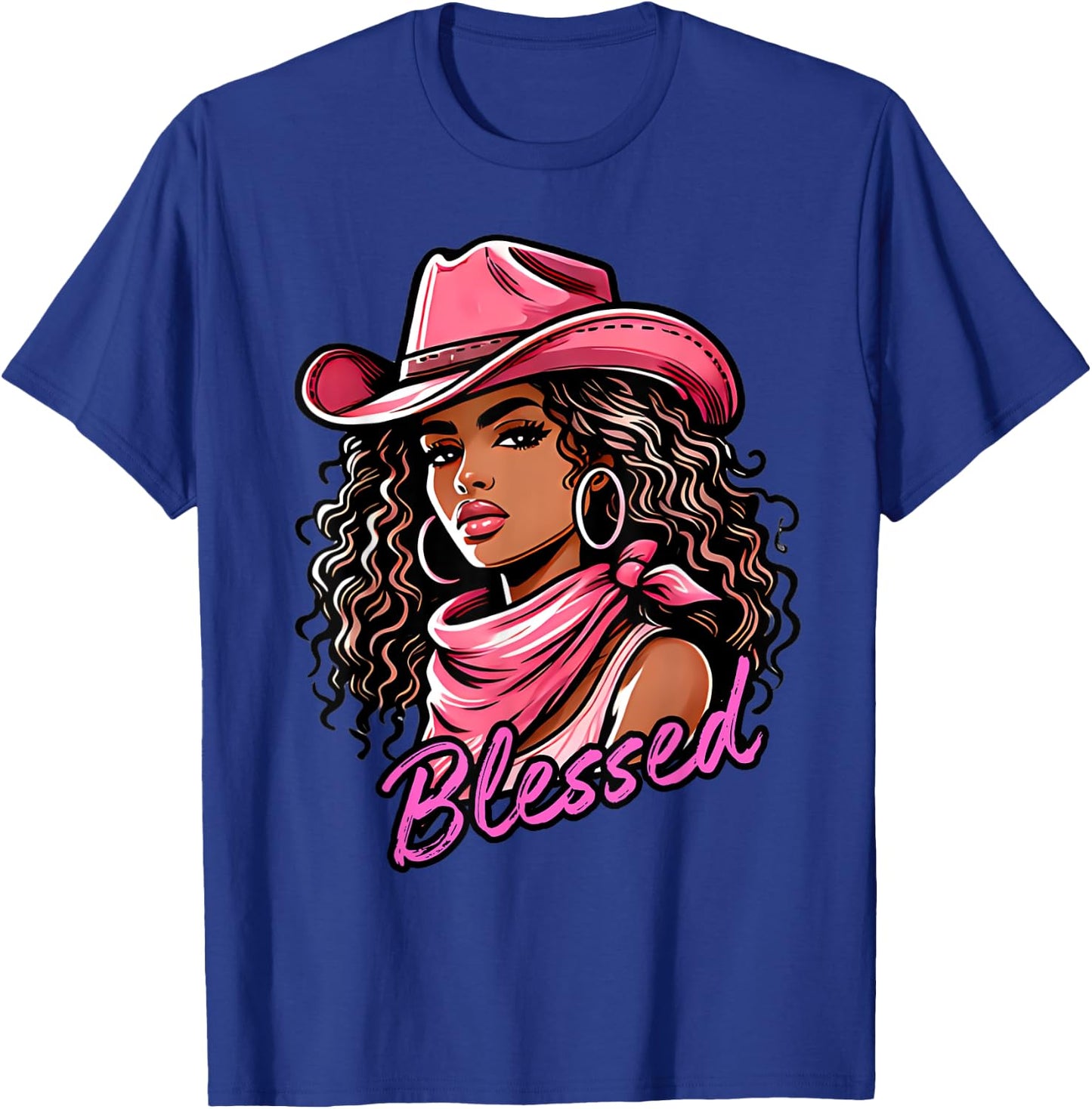 Blessed Black Cowgirl Western Swag African Christian Woman T-Shirt - T-Shirt | Royal