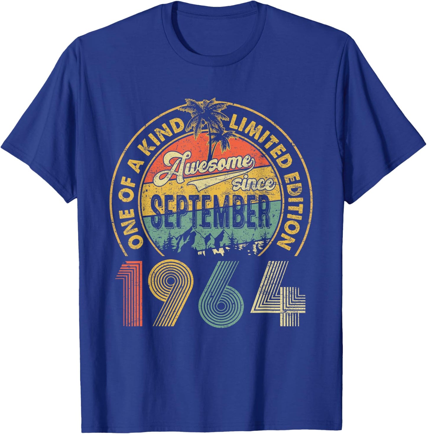 60 Years Old Vintage Retro September 1964 Birthday Men Women T-Shirt - T-Shirt | Royal