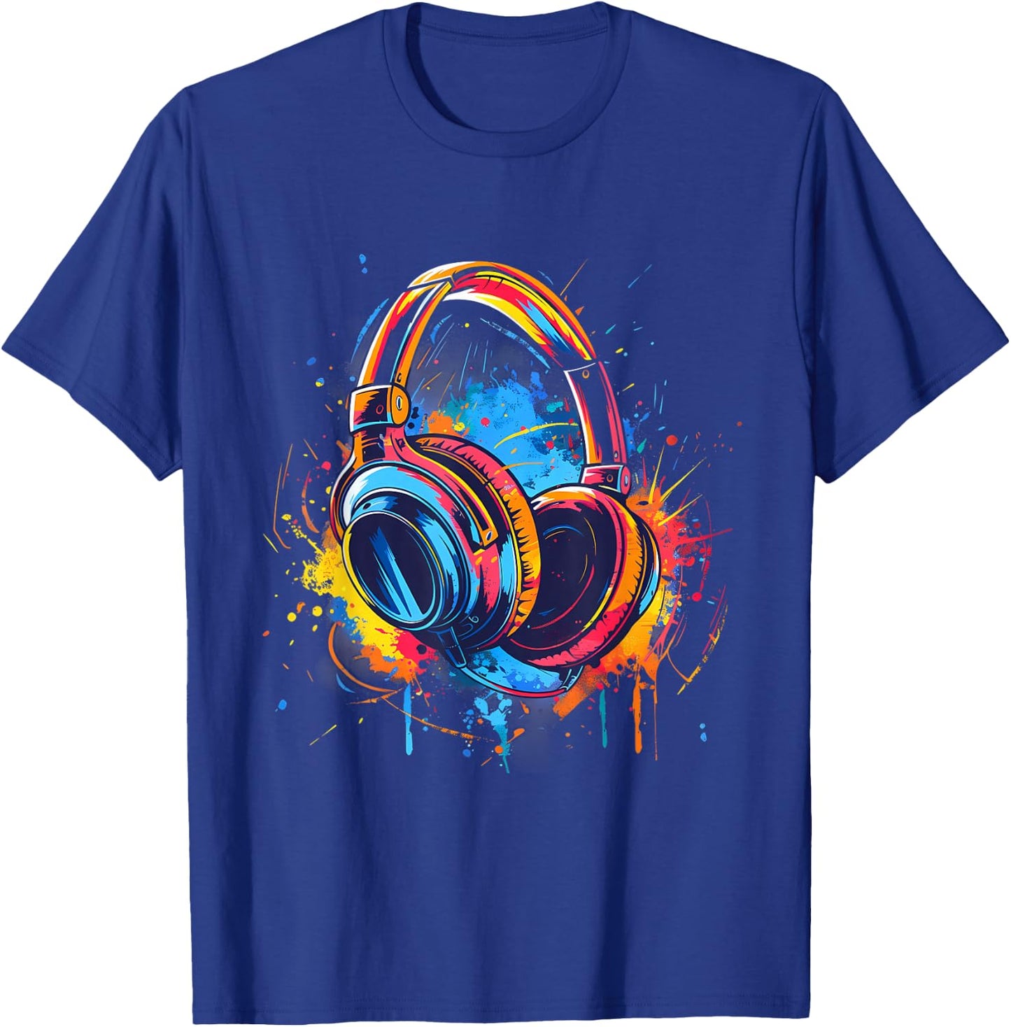 Headphones Music DJ Music Lover Splash EDM Music Headphones T-Shirt - T-Shirt | Royal