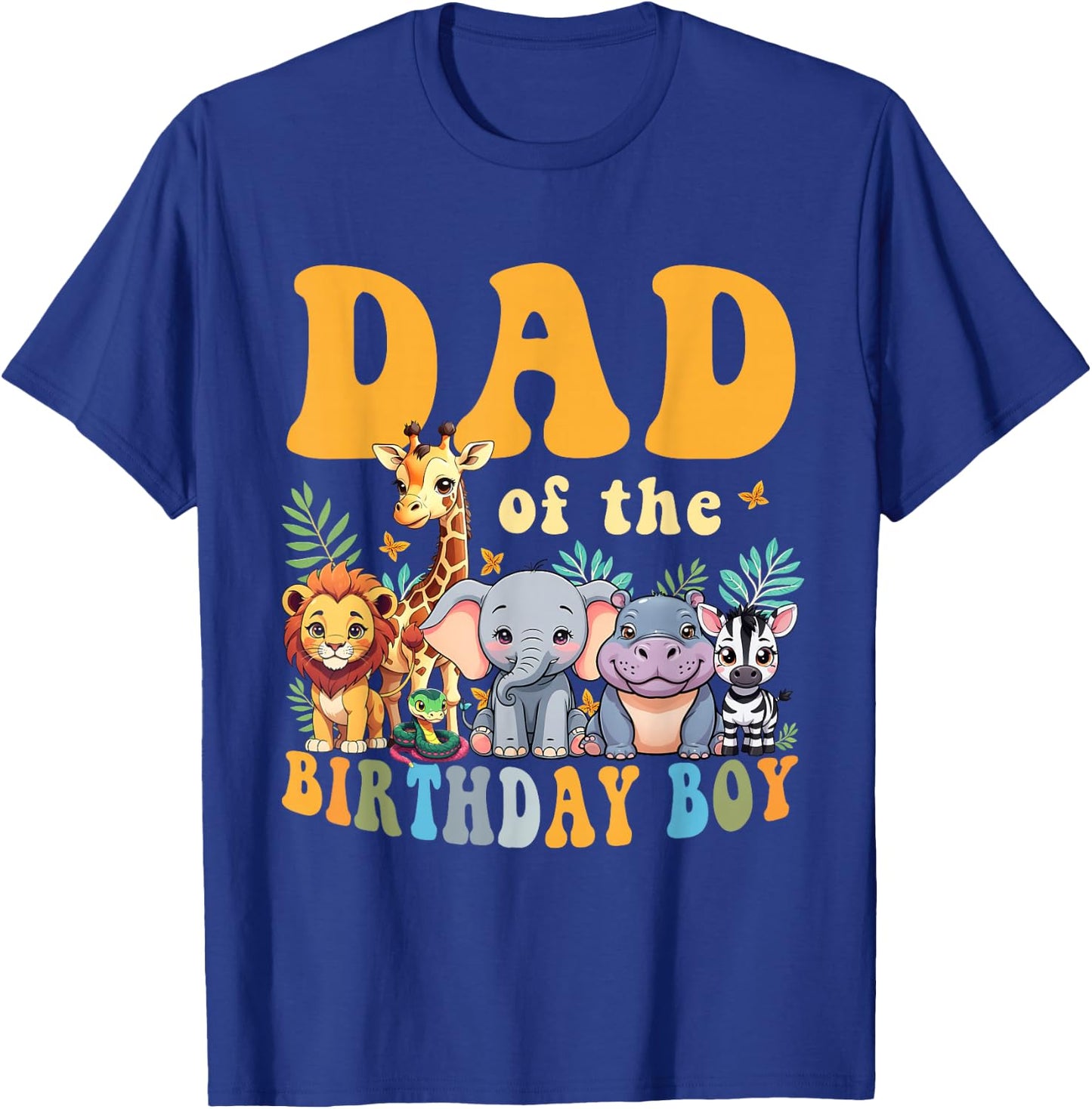Dad of the Birthday Boy Kids Safari Jungle Animal Matching T-Shirt - T-Shirt | Royal