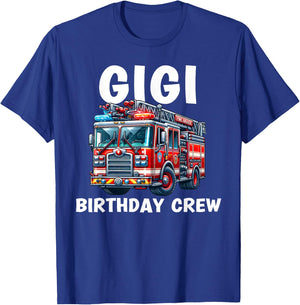 Gigi Birthday Crew Fire Truck Bday Party Matching Family T-Shirt - T-Shirt | Royal
