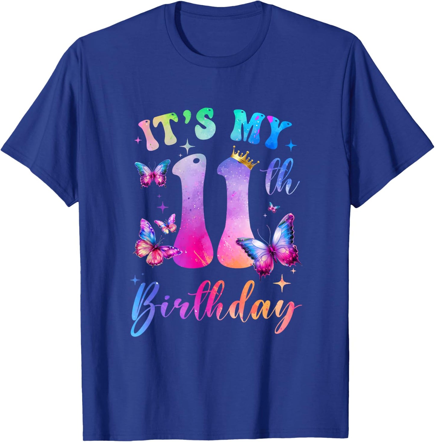 Its My 11Th Birthday Girls Butterfly Theme Party 11 Year Old T-Shirt - T-Shirt | Royal