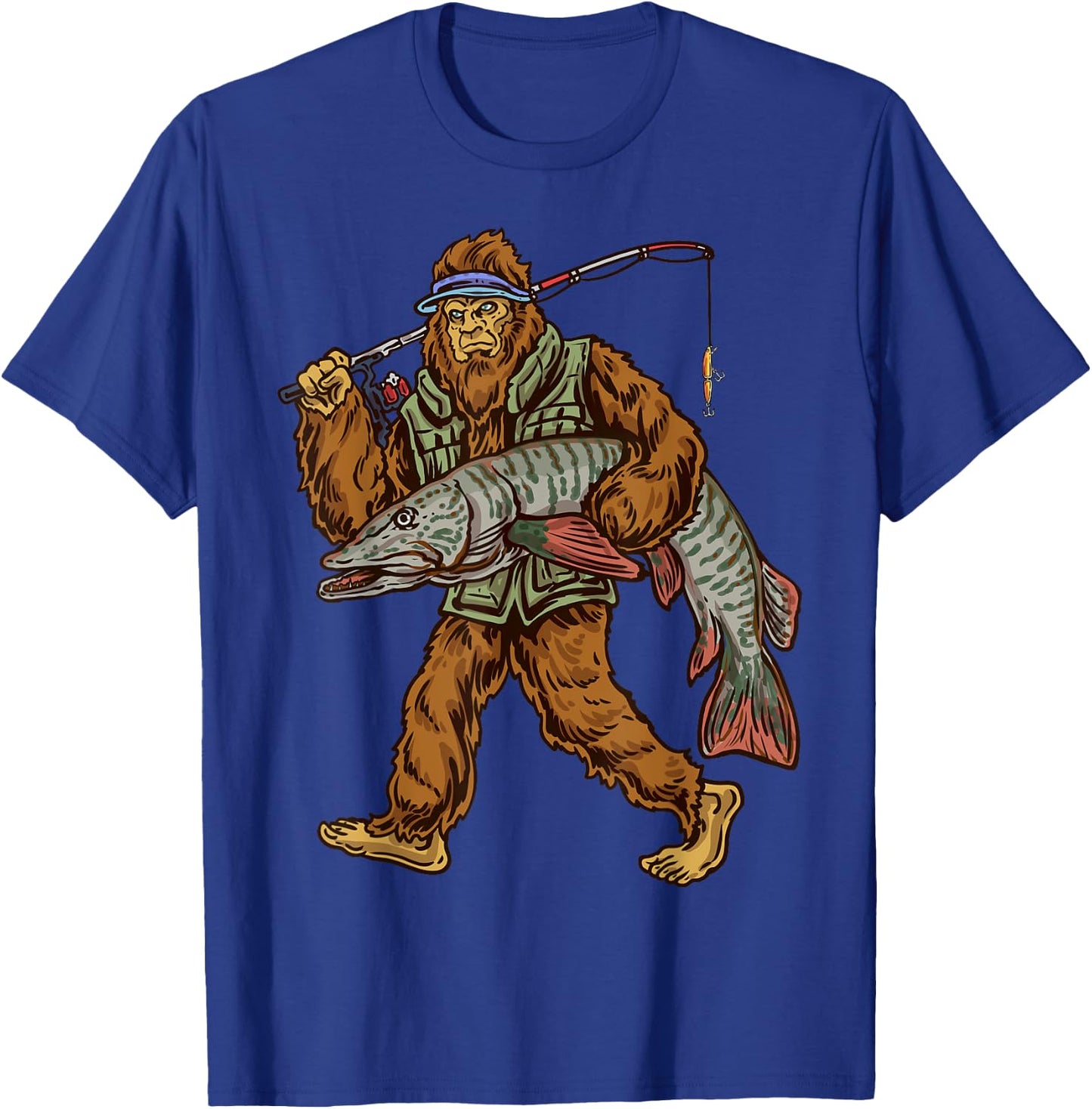 Muskie Fishing Tiger Musky Hunting Bigfoot Fishermen T-Shirt - T-Shirt | Royal