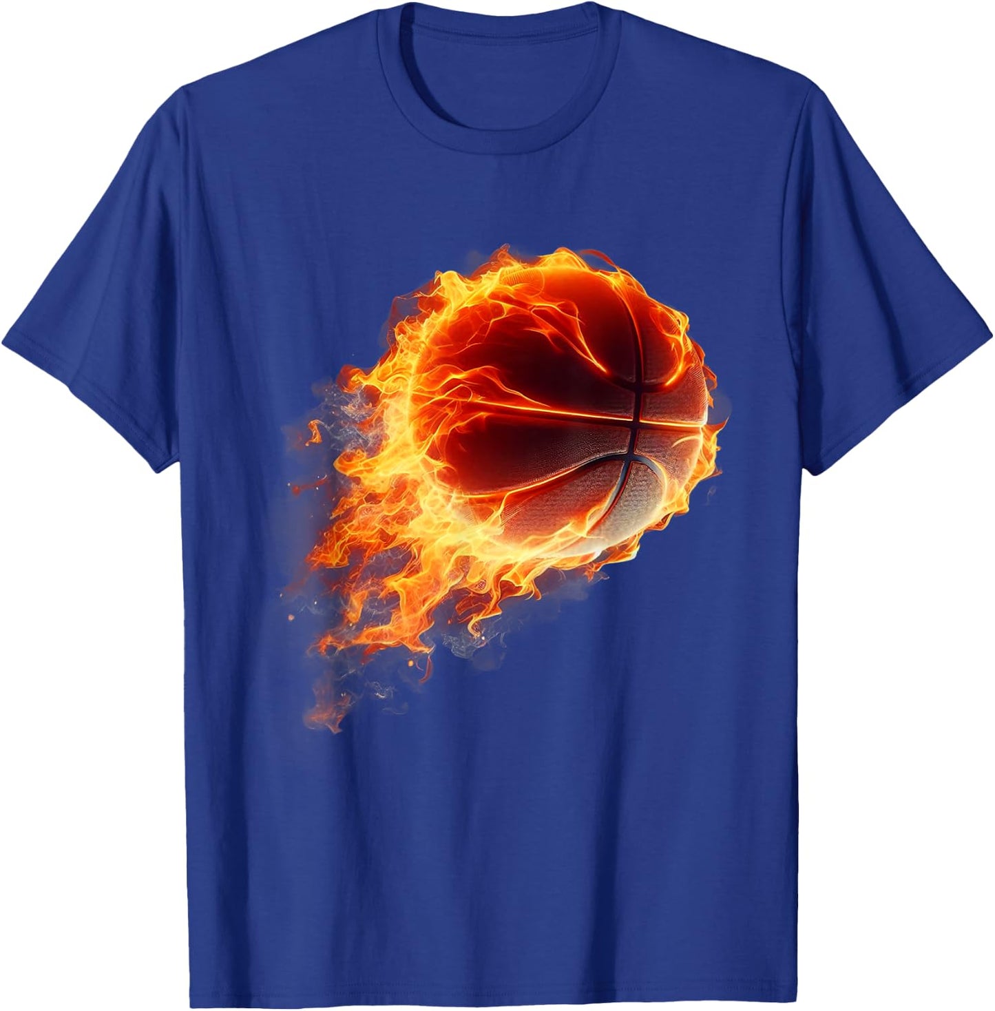 play sport Basketball Hoop Fire Flames soccer Ball Graphic T-Shirt - T-Shirt | Royal