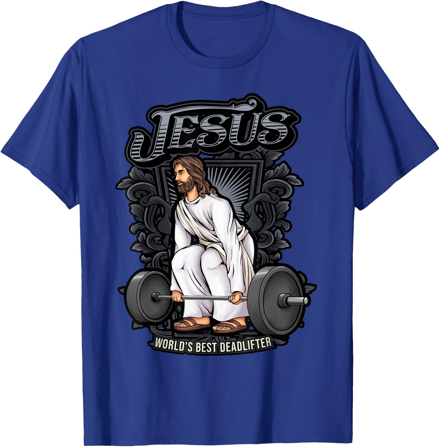 Christian Gifts by Alexis Mae Funny Jesus Weight Lifting Graphic Christian Pun Gym Gag T-Shirt - T-Shirt | Royal