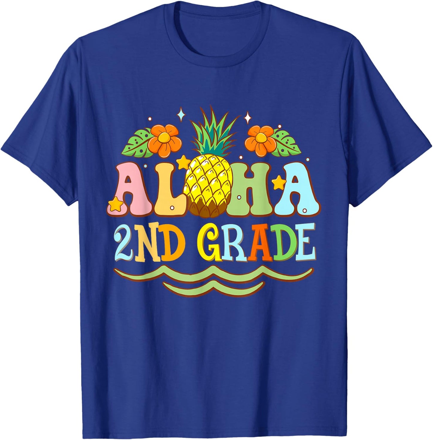 Aloha 2nd Grade Second Teacher First Day Back to School T-Shirt - T-Shirt | Royal
