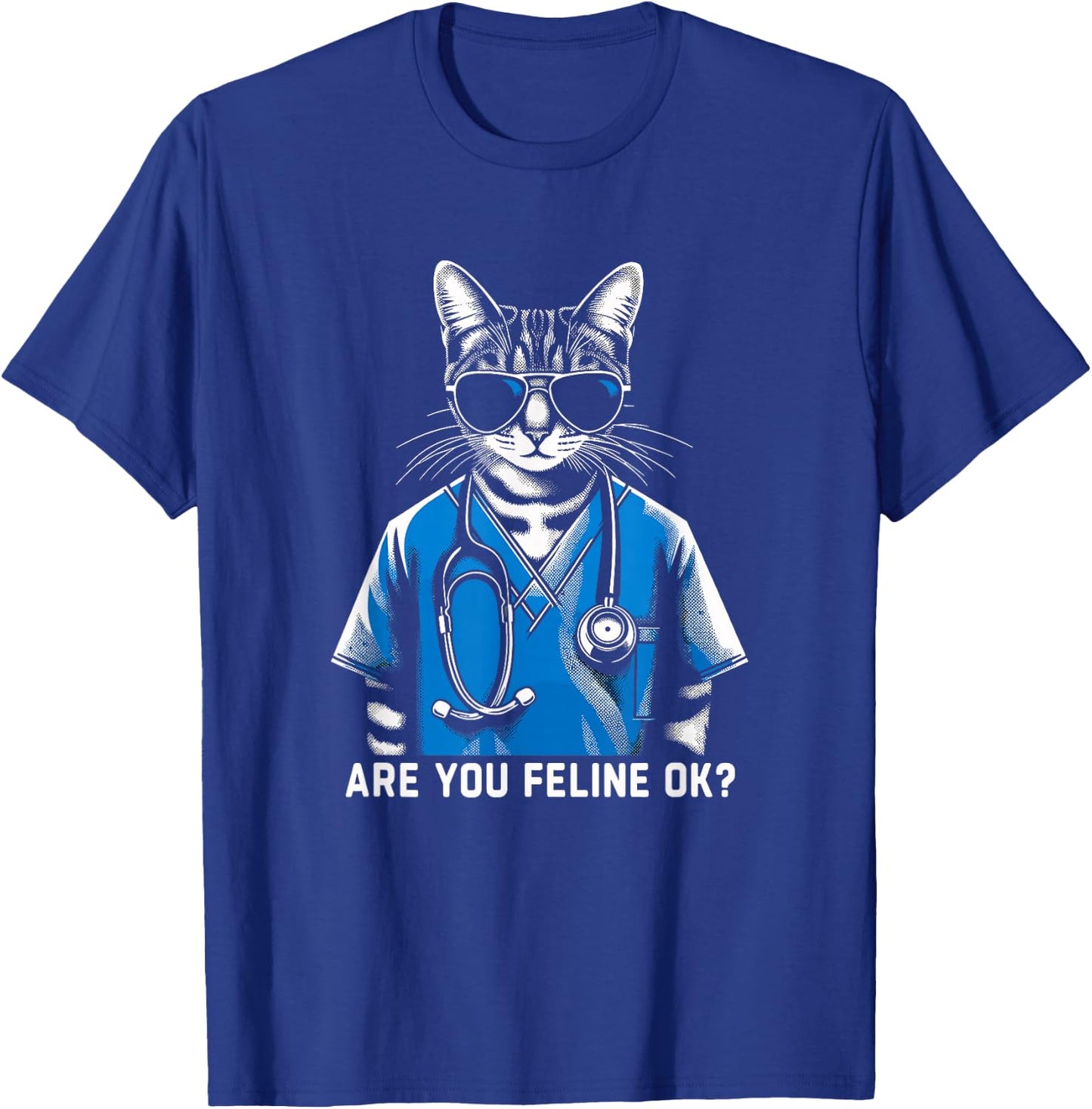 Retro Cat Nurse Gifts Nurse Week Gifts Men Women Funny Nurse T-Shirt - T-Shirt | Royal