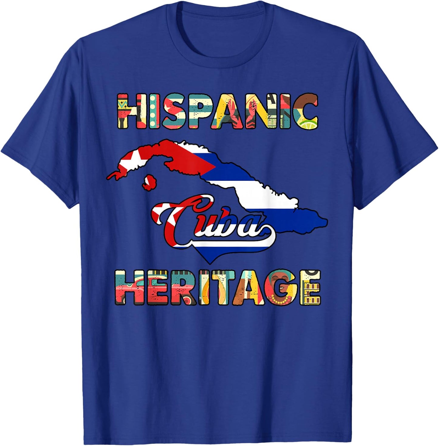 Cuba Hispanic Heritage Month Shirt Cuban Flag T-Shirt - T-Shirt | Royal