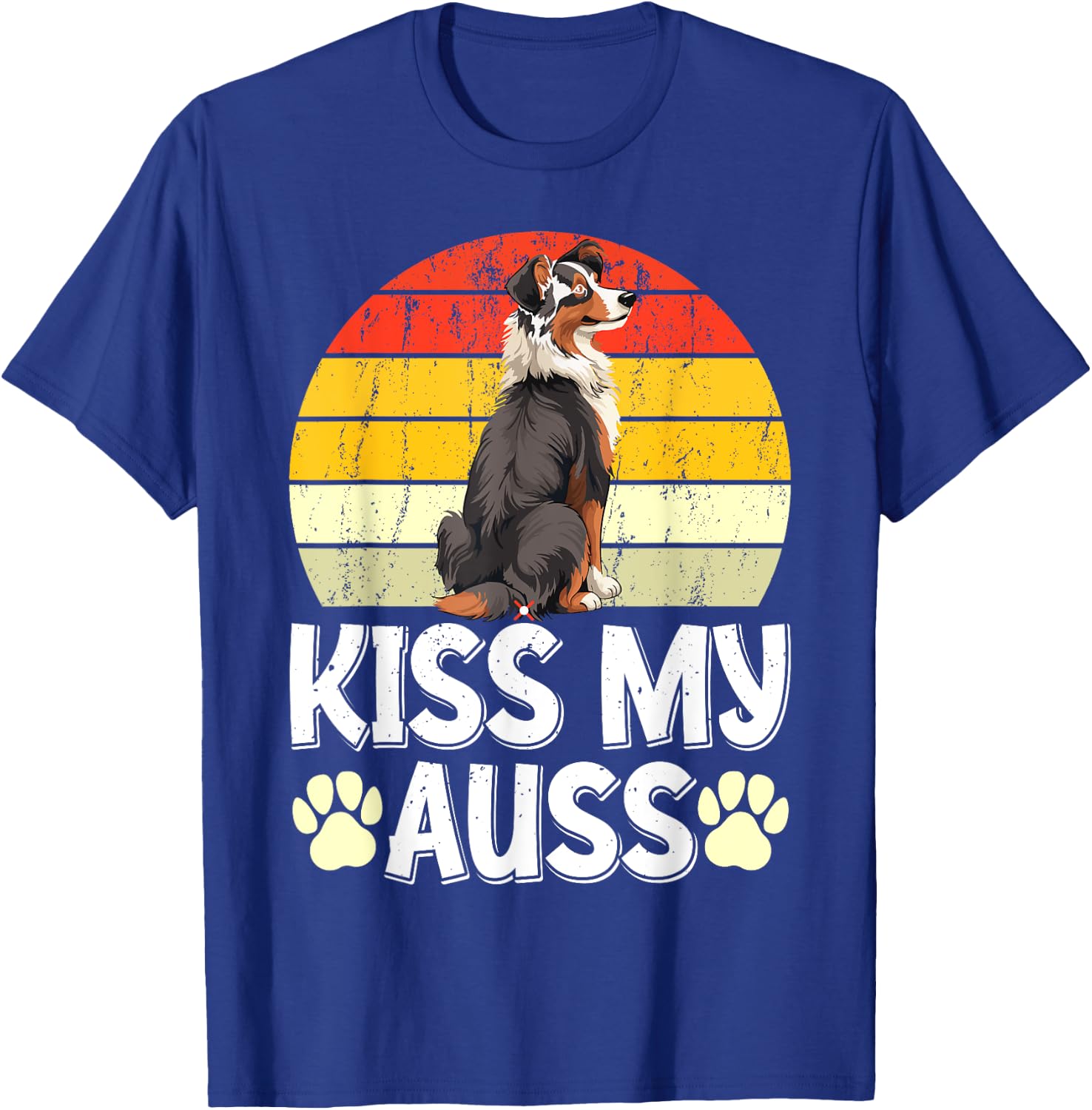 Australian Shepherd Funny KISS MY AUSS Vintage Aussie T-Shirt - T-Shirt | Royal