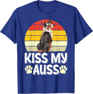 Australian Shepherd Funny KISS MY AUSS Vintage Aussie T-Shirt - T-Shirt | Royal