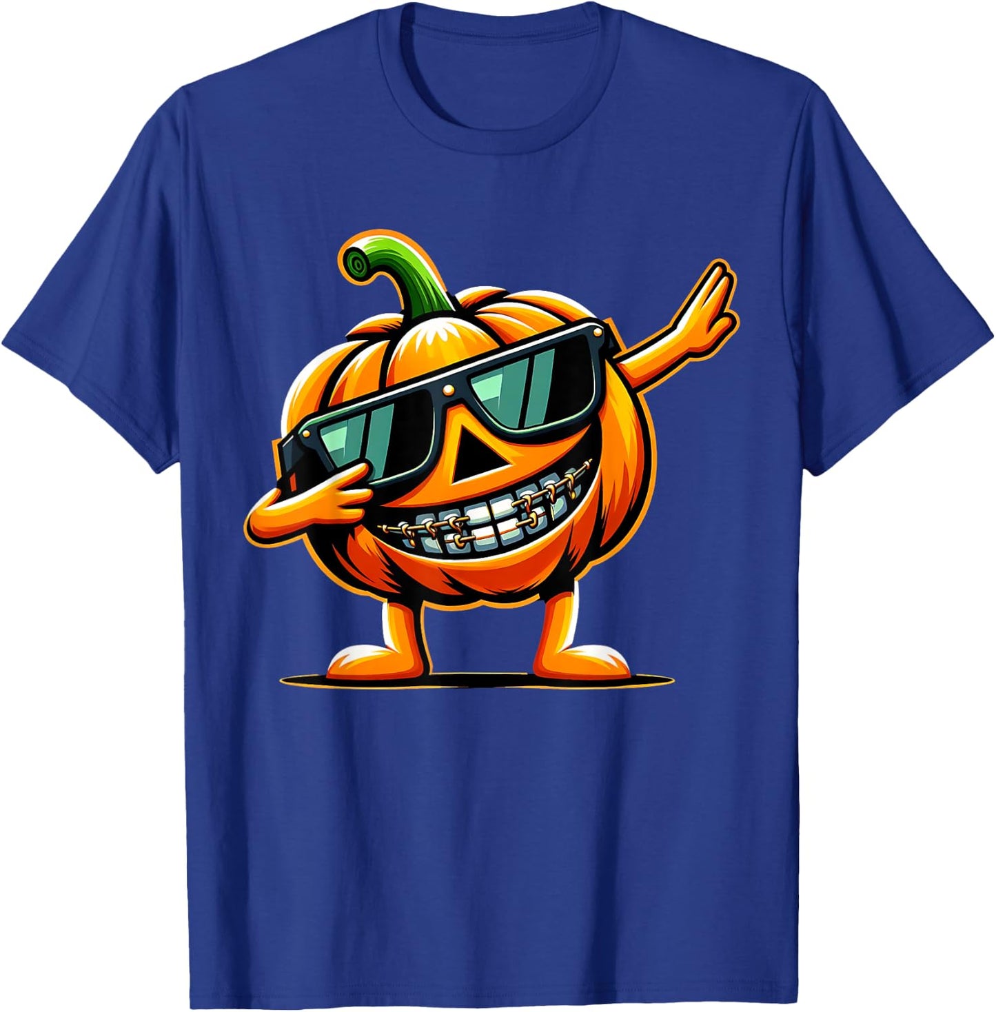 Dabbing Pumpkin Braces Dentist Orthodontics Halloween Dental T-Shirt - T-Shirt | Royal