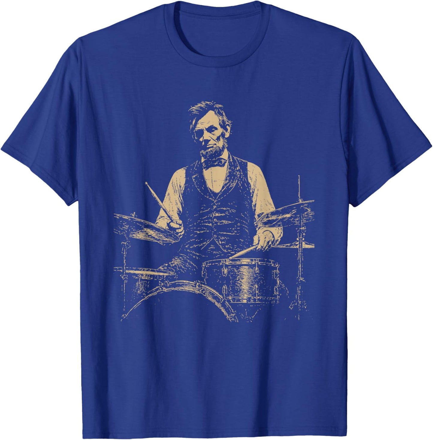 Abraham Lincoln Historic President Playing Drums Vintage T-Shirt - T-Shirt | Royal
