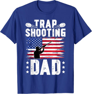 Trap Shooting Dad US Flag Trap Shooting Father T-Shirt - T-Shirt | Royal