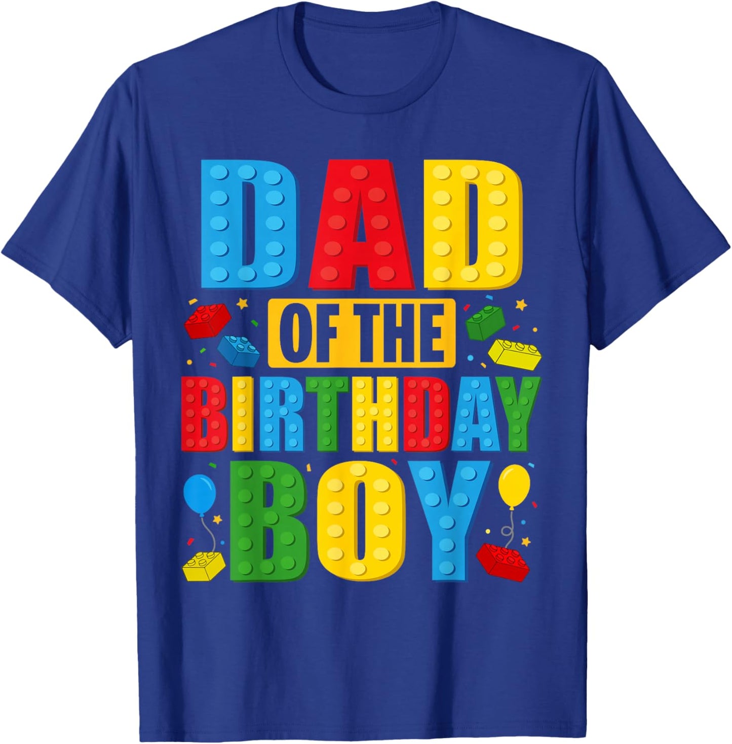 Dad Of The Birthday Boy Building Blocks Birthday Party Crew T-Shirt - T-Shirt | Royal