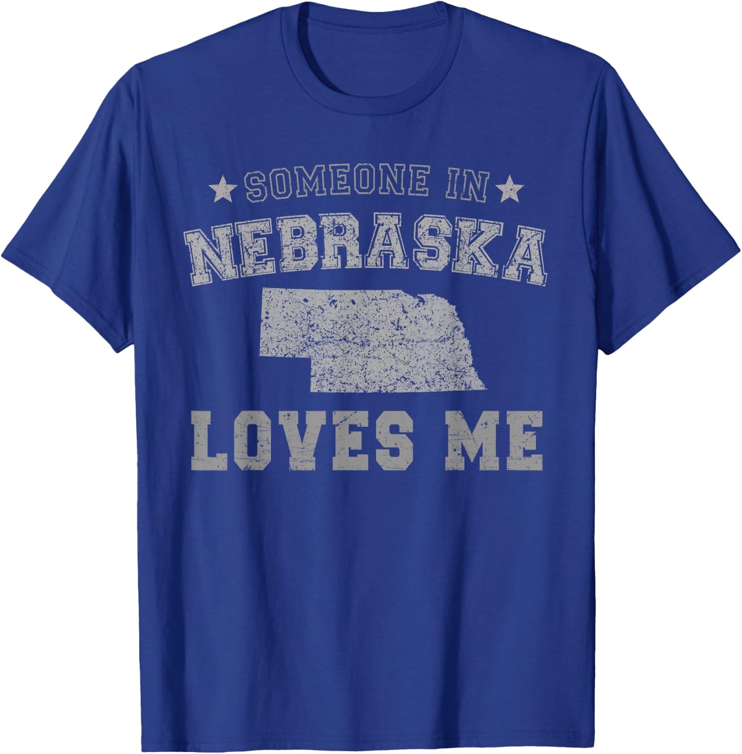 Someone In Nebraska Loves Me Heart Vintage State T-Shirt - T-Shirt | Royal