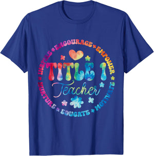 Groovy Title 1 teacher squad cute title 1 Reading T-Shirt - T-Shirt | Royal