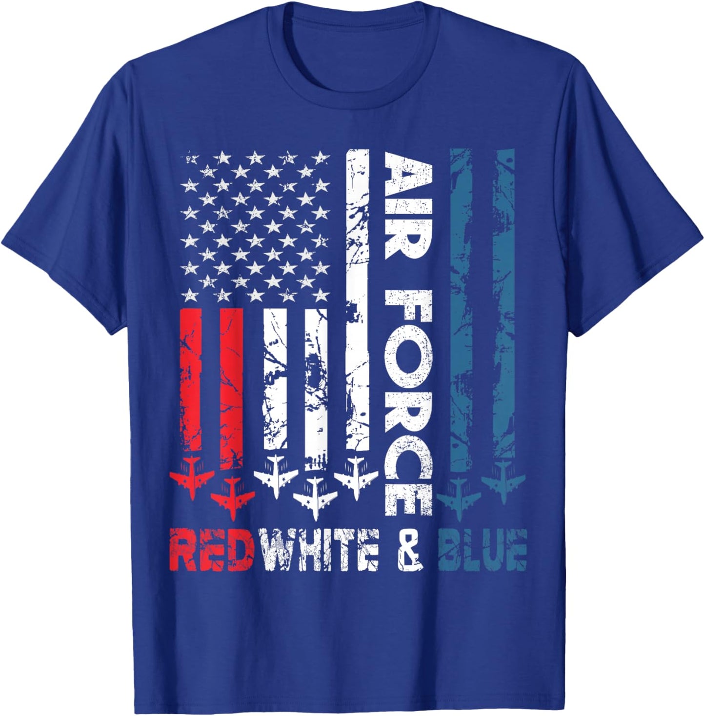 Air Force Red White and Blue 4th of July Vintage USA Flag T-Shirt - T-Shirt | Royal