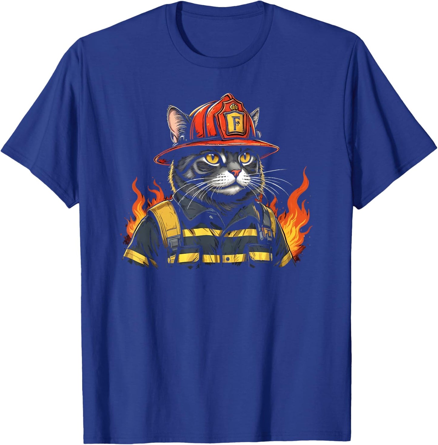 Firefighter Cat Lover Fireman Firefighting Expert T-Shirt - T-Shirt | Royal