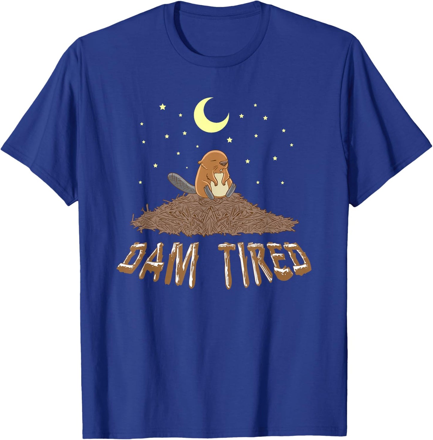Animal Pajama Night Shirt - DAM TIRED Beaver T-Shirt - T-Shirt | Royal
