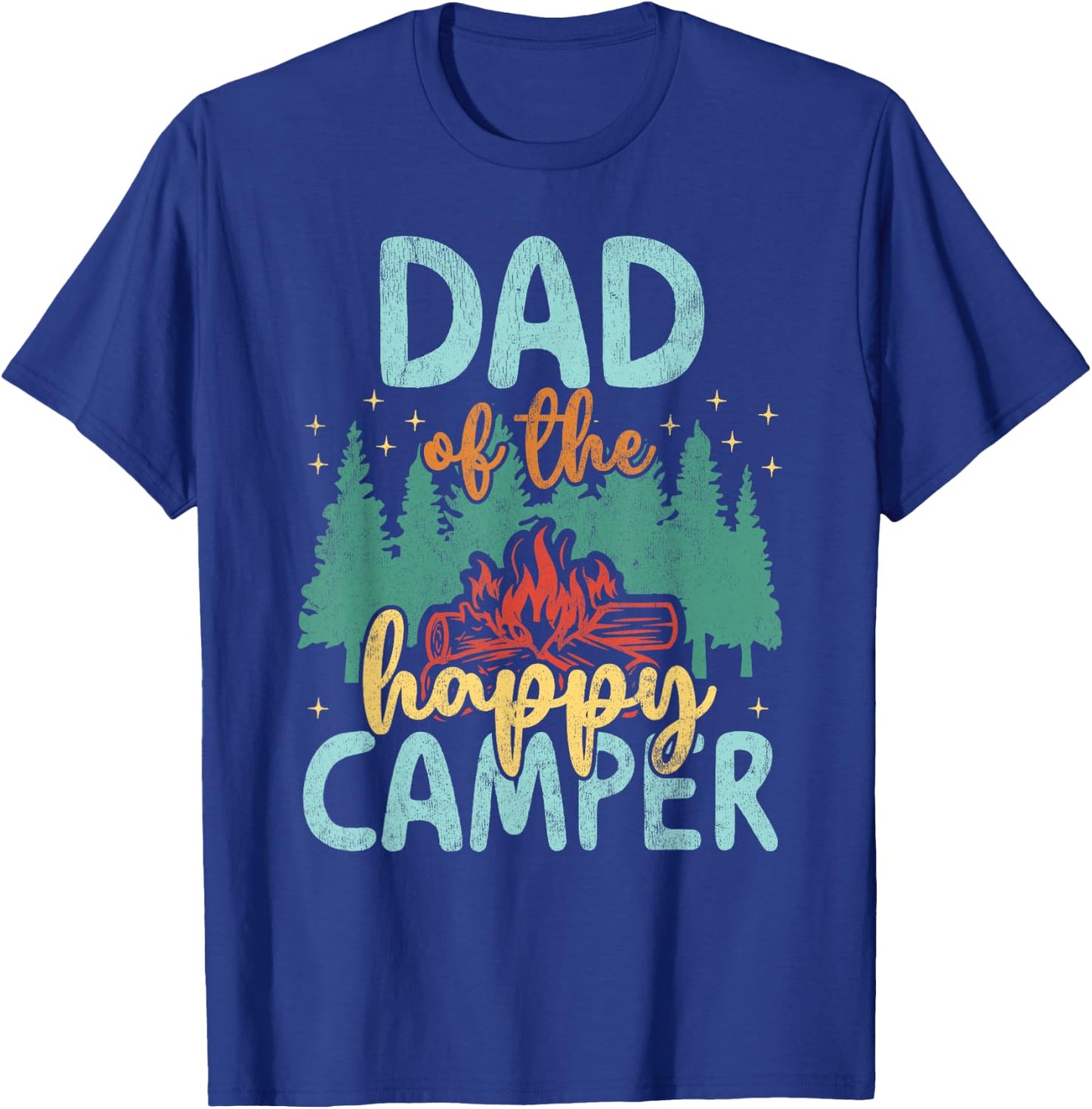 Dad of Happy Camper 1st Birthday Party Retro Dad T-Shirt - T-Shirt | Royal