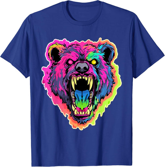 Psychedelic Party EDM Bear Summer Tekk Men Women T-Shirt - T-Shirt | Royal