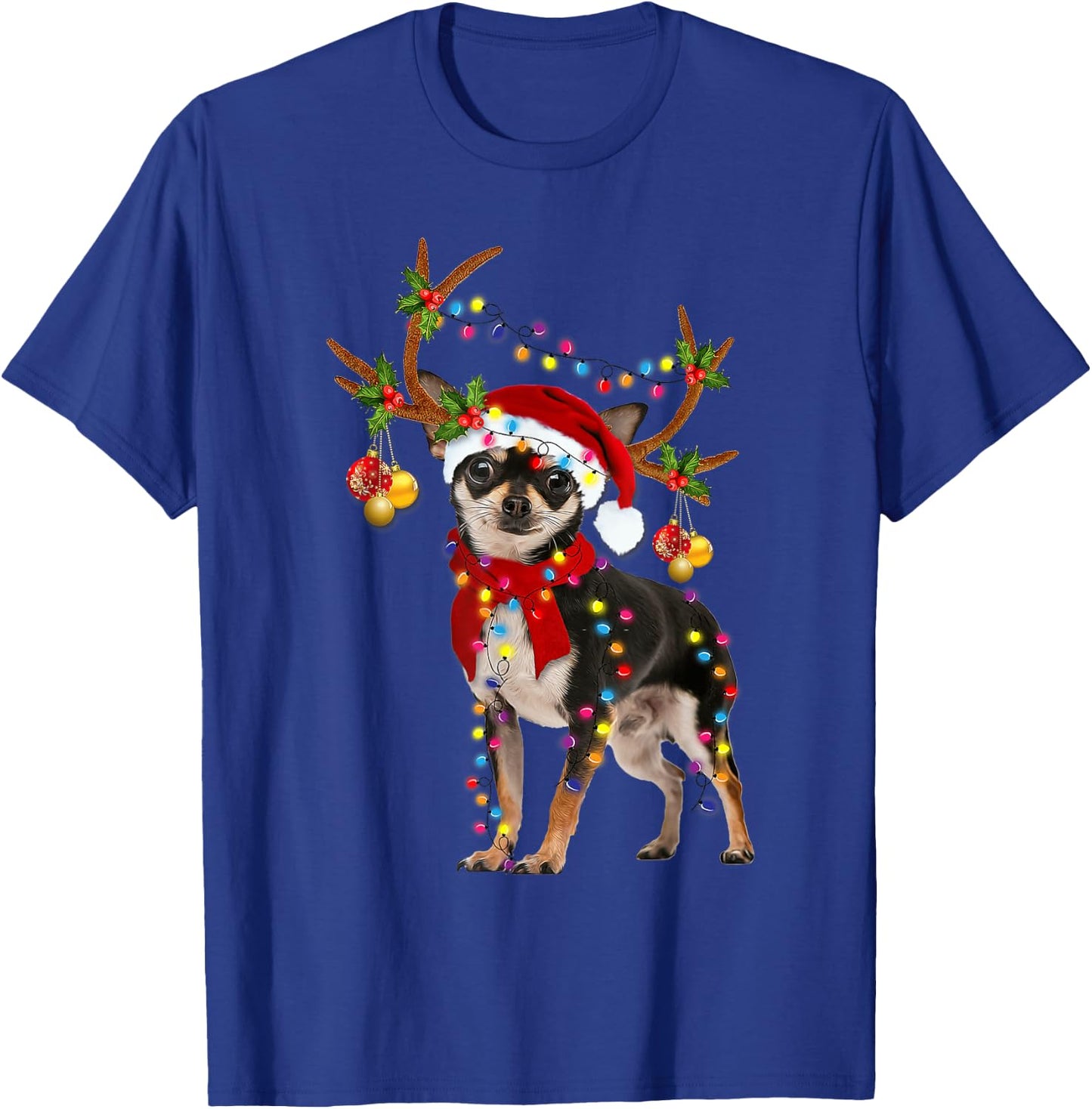 Black And Tan Chihuahua Gorgeous Reindeer Christmas T-Shirt - T-Shirt | Royal