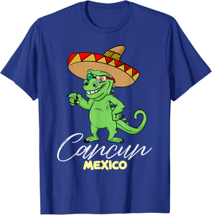 Cancun Mexico Mexican T Rex Dino Funny Cancun T-Shirt - T-Shirt | Royal