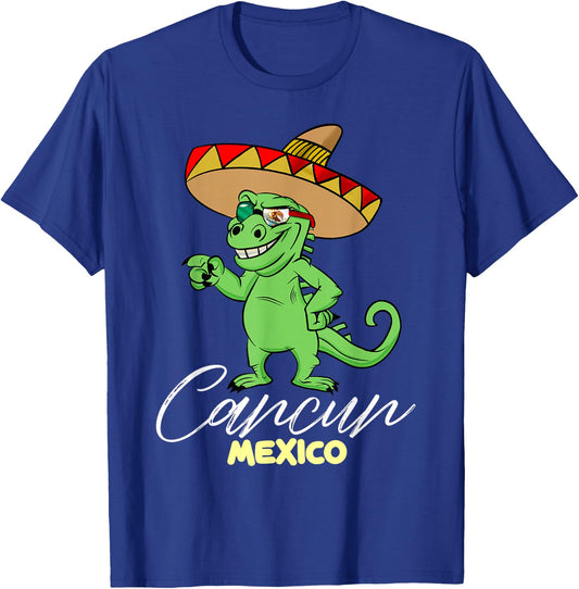 Cancun Mexico Mexican T Rex Dino Funny Cancun T-Shirt - T-Shirt | Royal