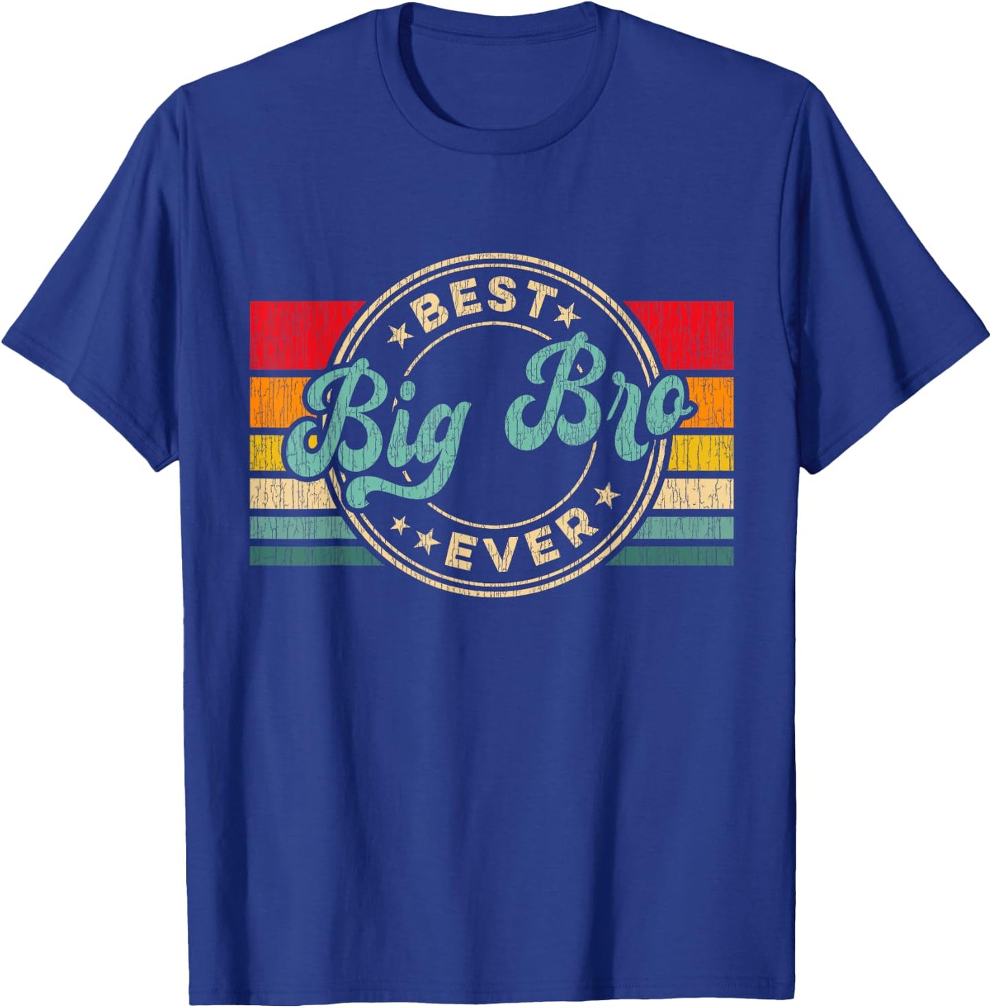 Best Big Brother Ever Vintage Retro Big Brother Gift T-Shirt - T-Shirt | Royal