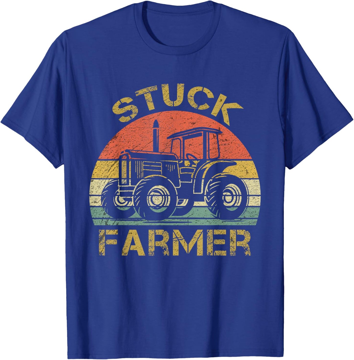 Funny Vintage Stuck Farmer , farmer men women and kids T-Shirt - T-Shirt | Royal