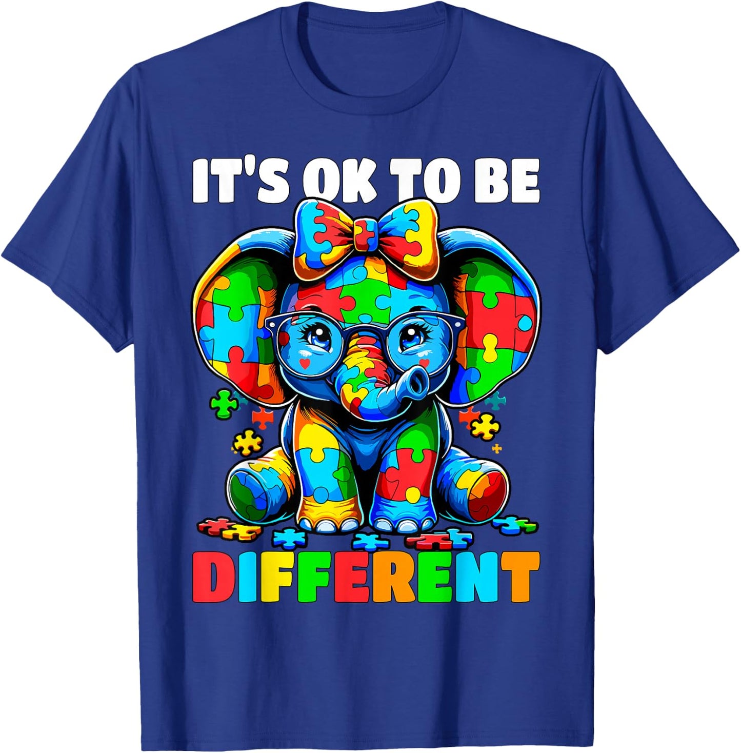 Autism Awareness It's ok to be Different Elephant T-Shirt - T-Shirt | Royal
