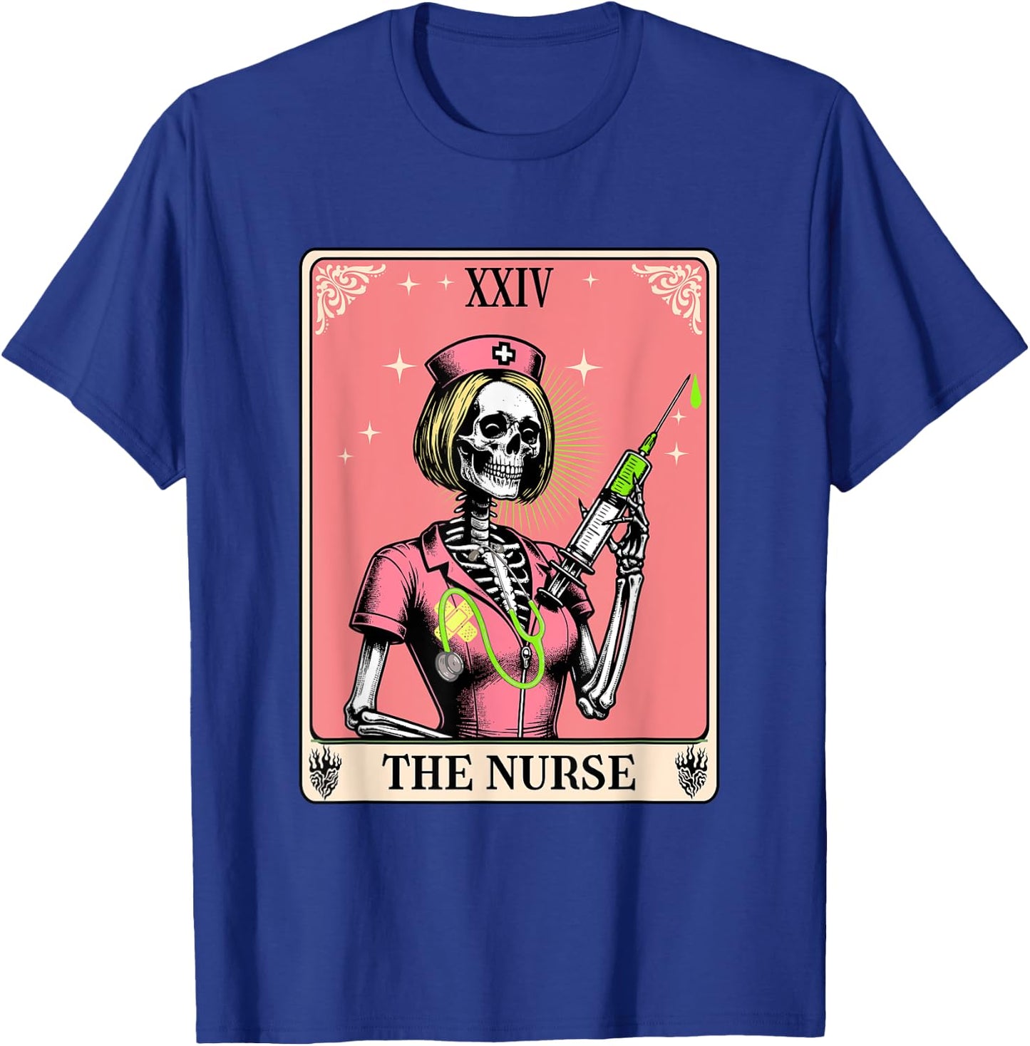 The Nurse Tarot Card Whimsy Goth Skeleton Girl Halloween T-Shirt - T-Shirt | Royal