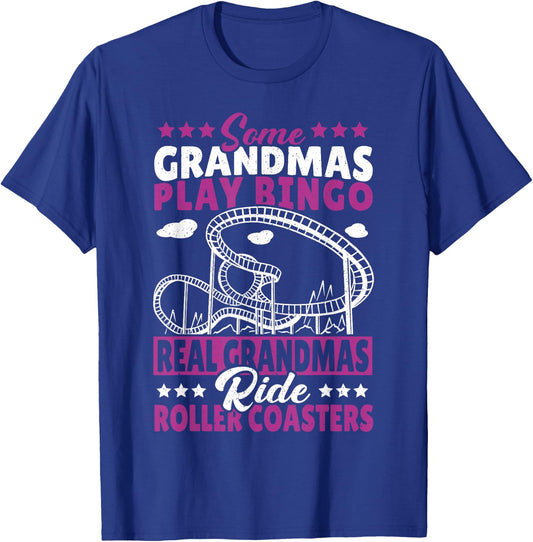Theme Park Grandmother Amusement Park Roller Coaster Grandma T-Shirt - T-Shirt | Royal
