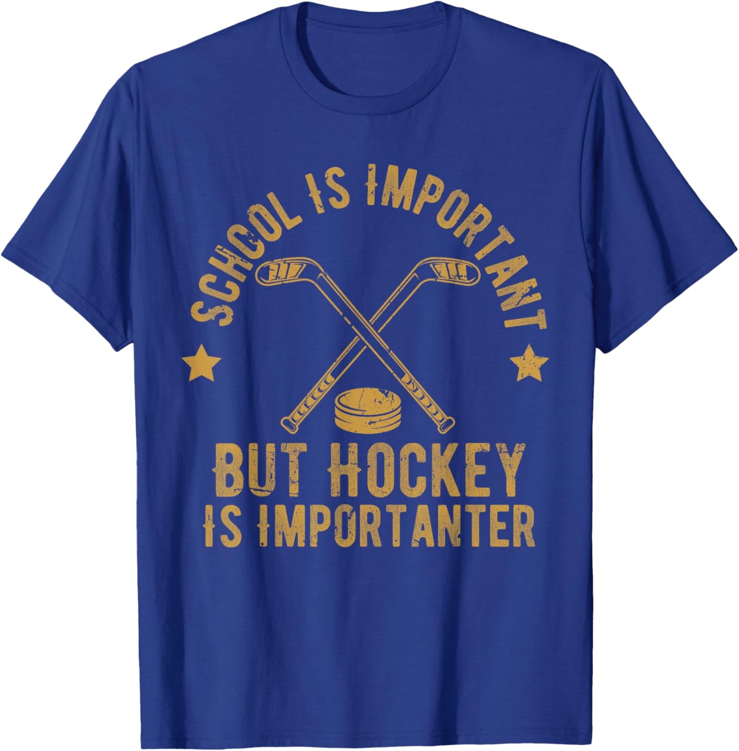 Funny Hockey School Is Important But Hockey is Importanter T-Shirt - T-Shirt | Royal