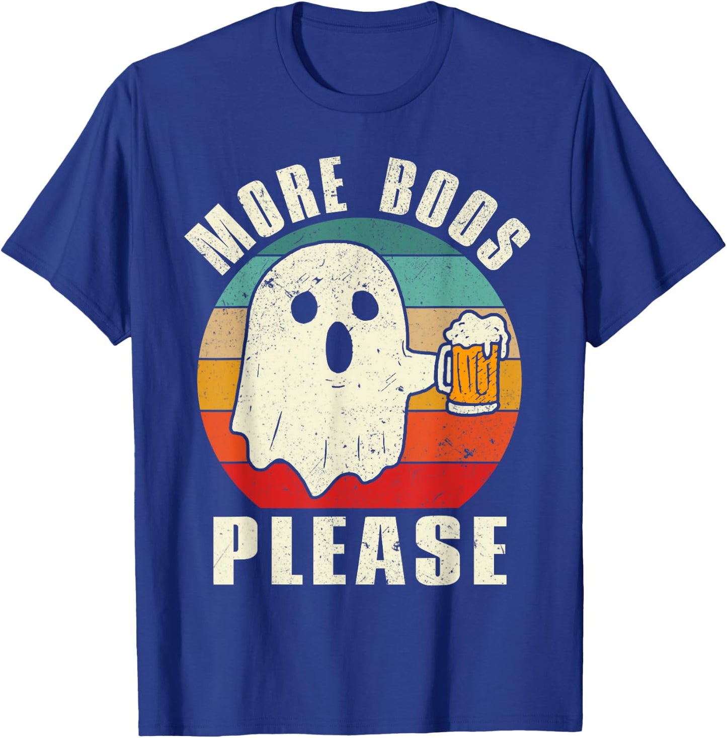 Retro More Boos Please Ghost Beer Halloween Drinking Costume T-Shirt - T-Shirt | Royal