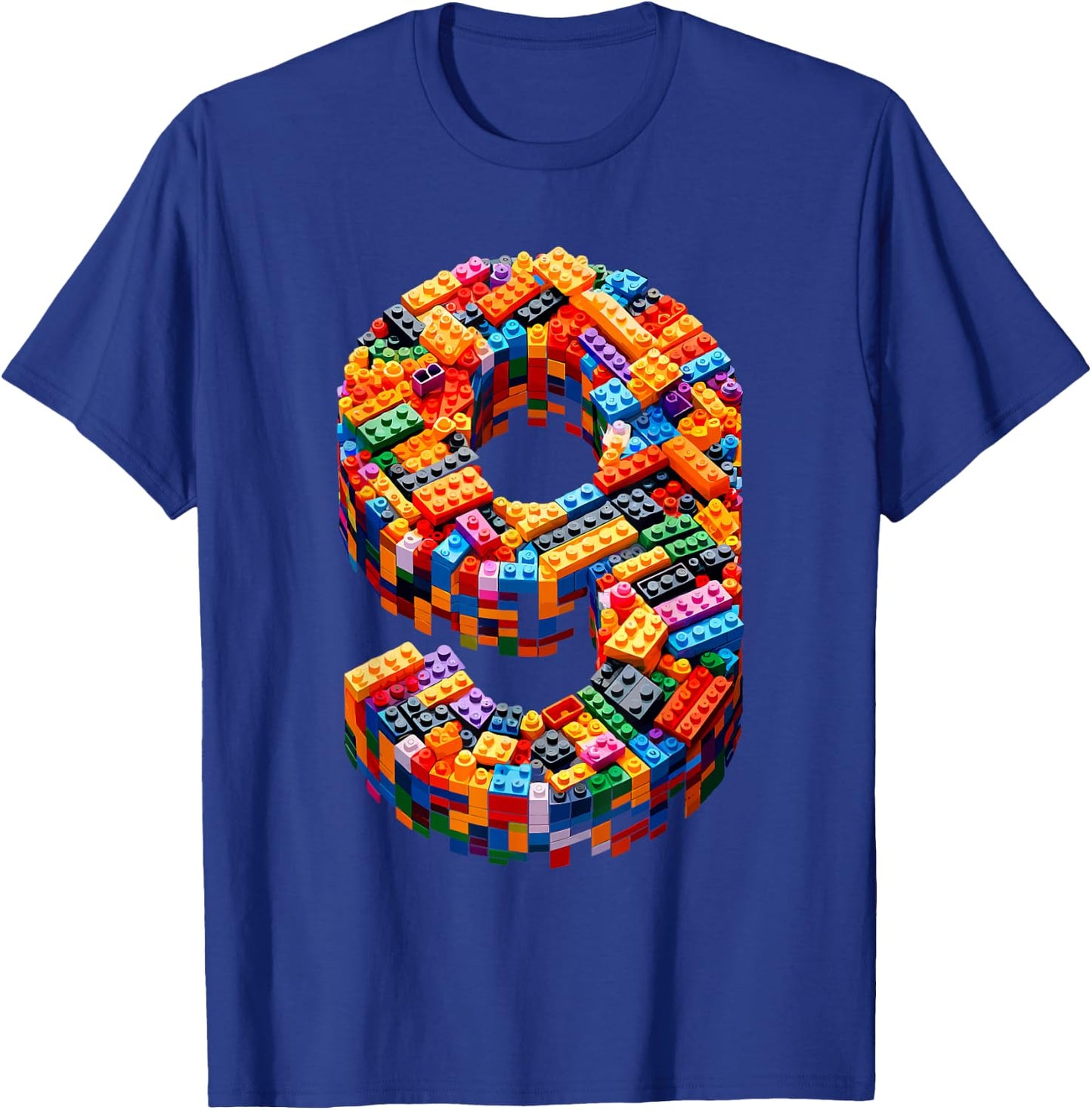9 Year Old Blocks Building Master Builder 9th Birthday Boy T-Shirt - T-Shirt | Royal