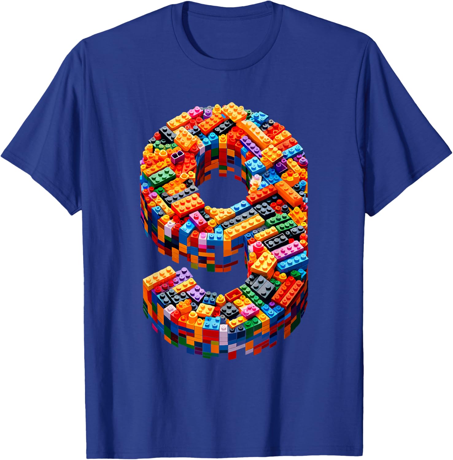 9 Year Old Blocks Building Master Builder 9th Birthday Boy T-Shirt - T-Shirt | Royal