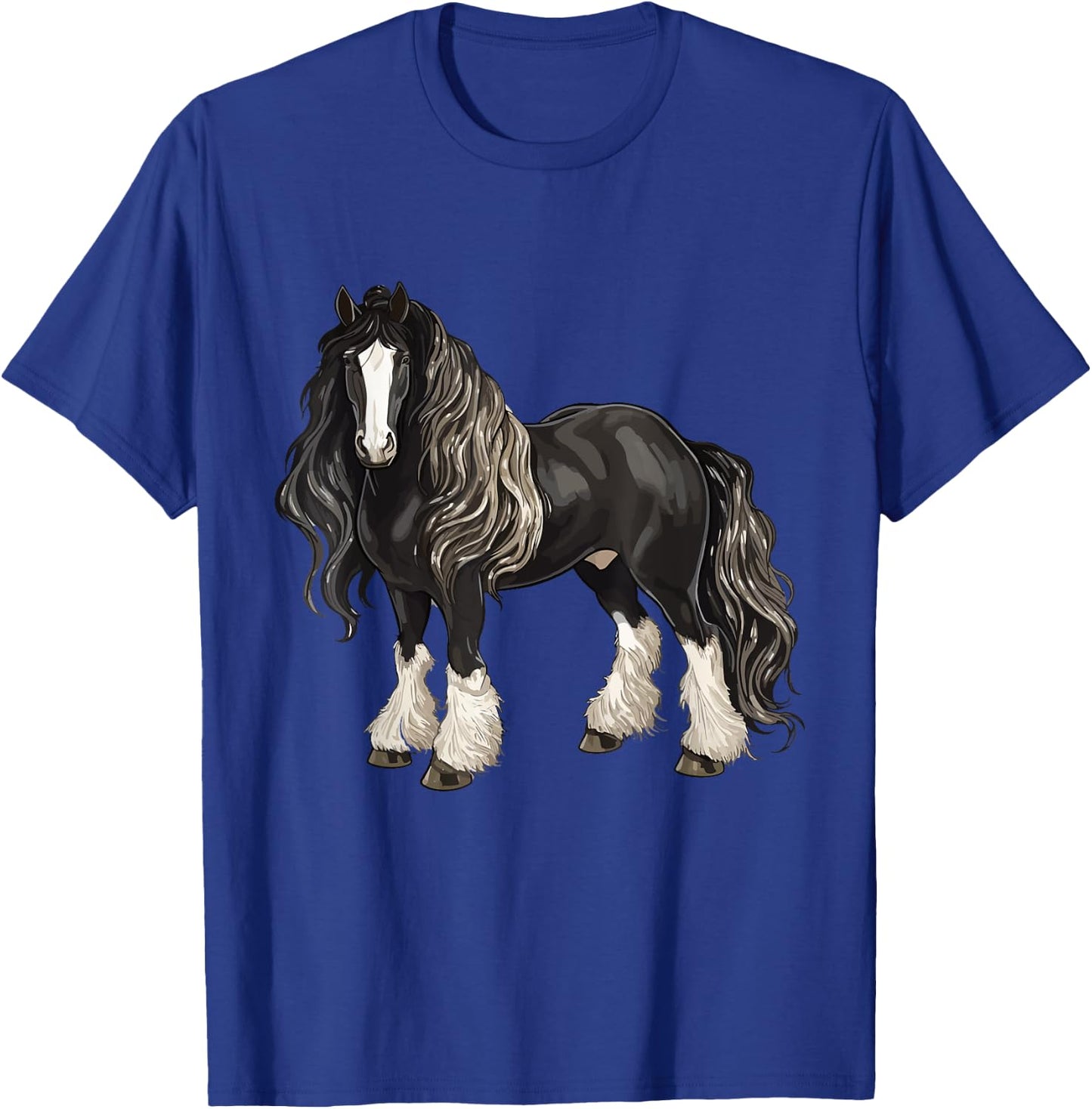 Black Gypsy Vanner Horse Lover Riding Equestrian T-Shirt - T-Shirt | Royal