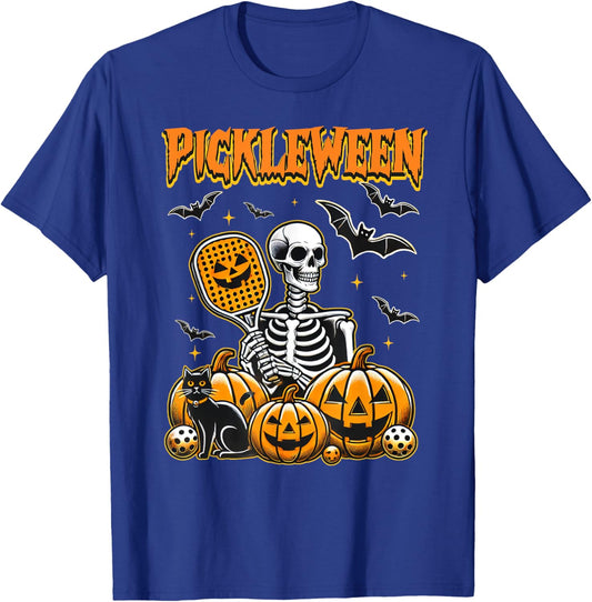 Pickleween Halloween Scary Sekeleton Pickleball Players T-Shirt - T-Shirt | Royal