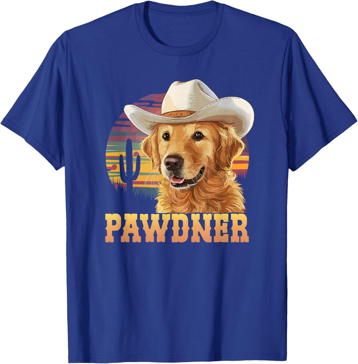 Pawdner Cowboy Hat Western Golden Retriever Dog Mom T-Shirt - T-Shirt | Royal