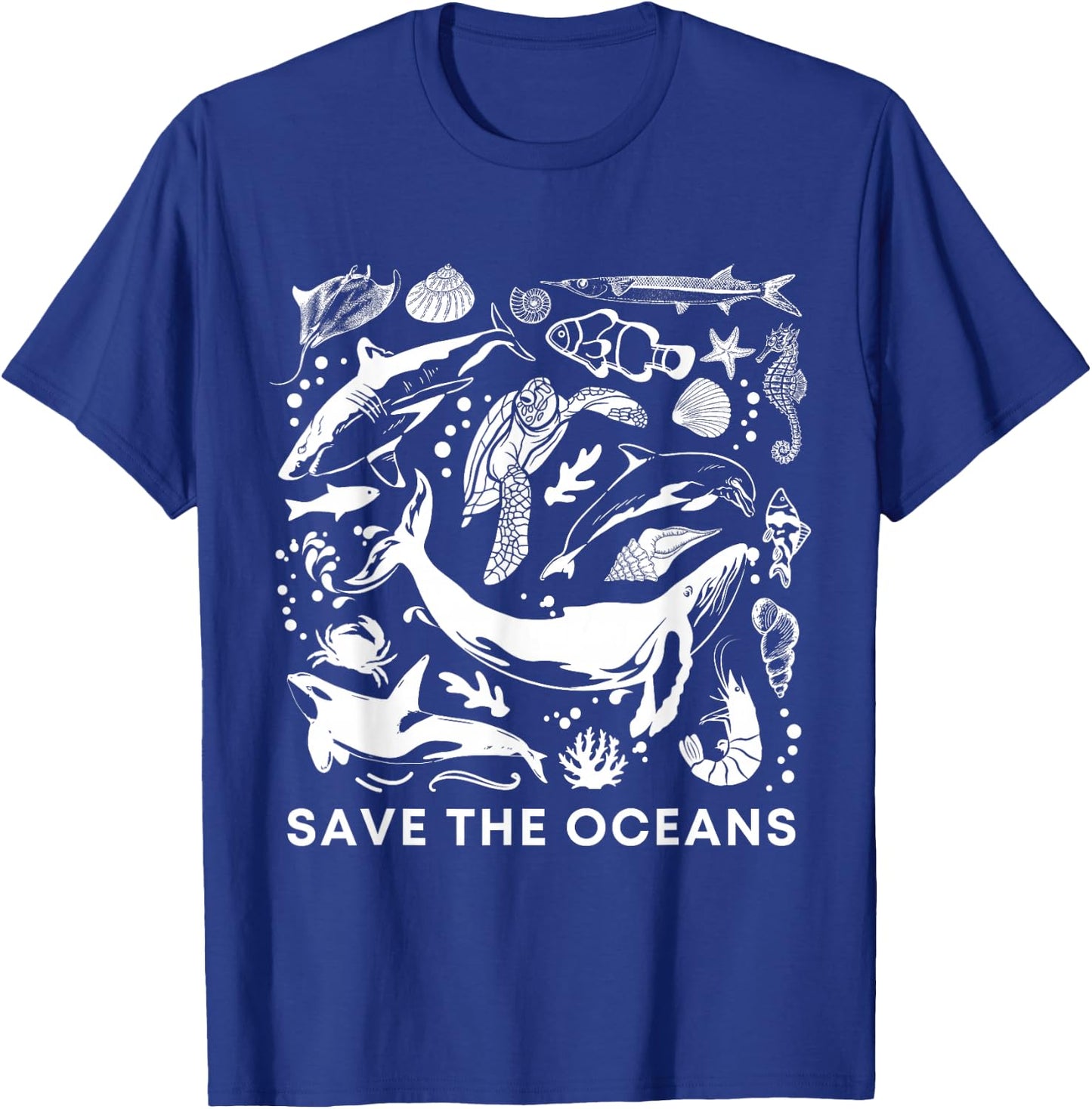 Save the Oceans-Whale Turtle Orca, Climate change-sea lover T-Shirt - T-Shirt | Royal